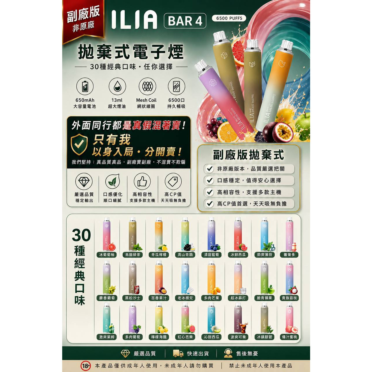 <p><strong>ILIA四代拋 6500口<br />
副廠版本</strong></p>